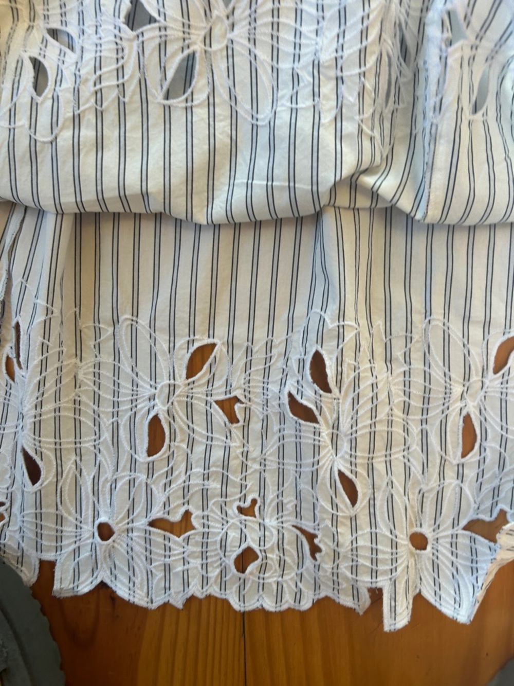 J. Crew Light Blue & White Striped Eyelet Hem Midi Skirt - Picture 5 of 6